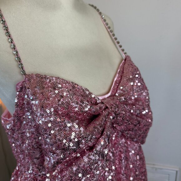Altar’d State Pink Sequin Bow Dress – Size Medium (NWT) - Picture 2 of 9